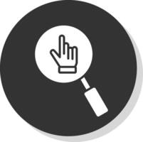 Hand Search Glyph Shadow Circle Icon Design vector