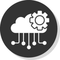 Cloud Computing Glyph Shadow Circle Icon Design vector