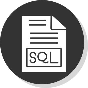 sql glifo sombra circulo icono diseño vector