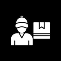 Delivery Man Glyph Inverted Icon Design vector