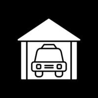 garaje glifo invertido icono diseño vector