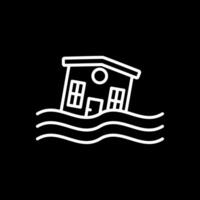 inundado casa línea invertido icono diseño vector