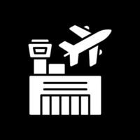 aeropuerto glifo invertido icono diseño vector