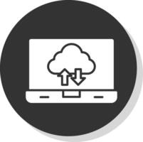 Cloud Computing Glyph Shadow Circle Icon Design vector