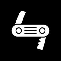 suizo Ejército cuchillo glifo invertido icono diseño vector