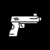 pistola glifo invertido icono diseño vector