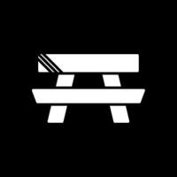 Picnic Table Glyph Inverted Icon Design vector