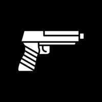 pistola glifo invertido icono diseño vector