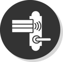 Door Lock Glyph Shadow Circle Icon Design vector