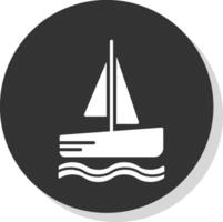 Catamaran Glyph Shadow Circle Icon Design vector