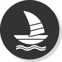 Windsurf Glyph Shadow Circle Icon Design vector