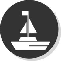 Yatch Glyph Shadow Circle Icon Design vector