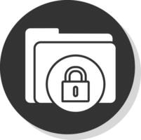 Secure Folder Glyph Shadow Circle Icon Design vector