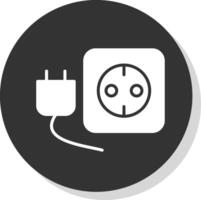 Plug And Socket Glyph Shadow Circle Icon Design vector