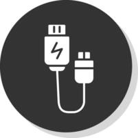 Usb Connection Glyph Shadow Circle Icon Design vector