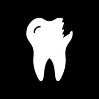 Broken Tooth Glyph Inverted Icon Design vector