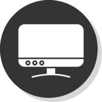 Tv Glyph Shadow Circle Icon Design vector