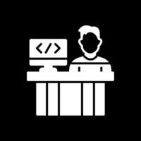 Programmer Glyph Inverted Icon Design vector