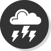 Lightning Glyph Shadow Circle Icon Design vector