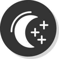 Luna glifo sombra circulo icono diseño vector