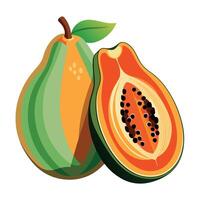 papaya Fruta plano estilo ilustración vector