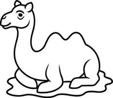 Camel On desert flat style 2d illustration vector