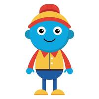 A minimalist Carton Character with smile flat style illustration vector