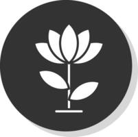 loto flor glifo sombra circulo icono diseño vector