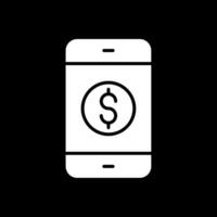 Mobile Banking Glyph Inverted Icon Design vector