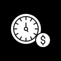 hora es dinero glifo invertido icono diseño vector