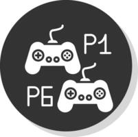 Player Versus Player Glyph Shadow Circle Icon Design vector