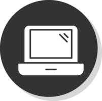 Laptop Glyph Shadow Circle Icon Design vector
