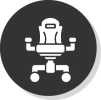 Gaming Chair Glyph Shadow Circle Icon Design vector