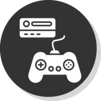 Gaming Console Glyph Shadow Circle Icon Design vector