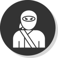 Ninja Glyph Shadow Circle Icon Design vector