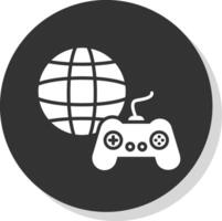 Gaming Glyph Shadow Circle Icon Design vector