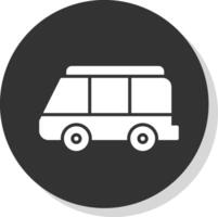 Minibus Glyph Shadow Circle Icon Design vector