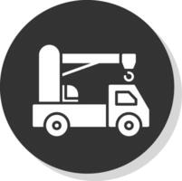 Crane Truck Glyph Shadow Circle Icon Design vector