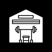 gimnasio glifo invertido icono diseño vector