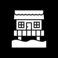 Beach Hut Glyph Inverted Icon Design vector