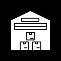 Warehouse Glyph Inverted Icon Design vector