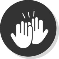 High Five Glyph Shadow Circle Icon Design vector