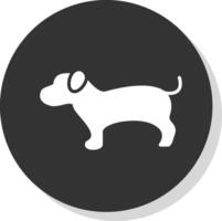 perro glifo sombra circulo icono diseño vector