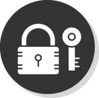 Lock Glyph Shadow Circle Icon Design vector