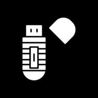 Usb Stick Glyph Inverted Icon Design vector