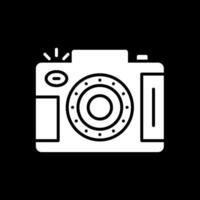 Dslr Camera Glyph Inverted Icon Design vector