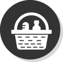 Picnic Basket Glyph Shadow Circle Icon Design vector