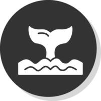 Whale Glyph Shadow Circle Icon Design vector