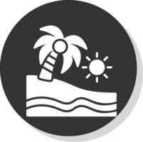 Beach Glyph Shadow Circle Icon Design vector