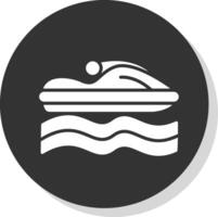 Jet Ski Glyph Shadow Circle Icon Design vector